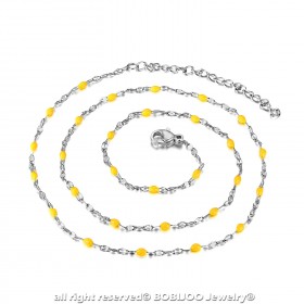Collier Minimaliste Acier Email Couleur au Choix 38cm bobijoo