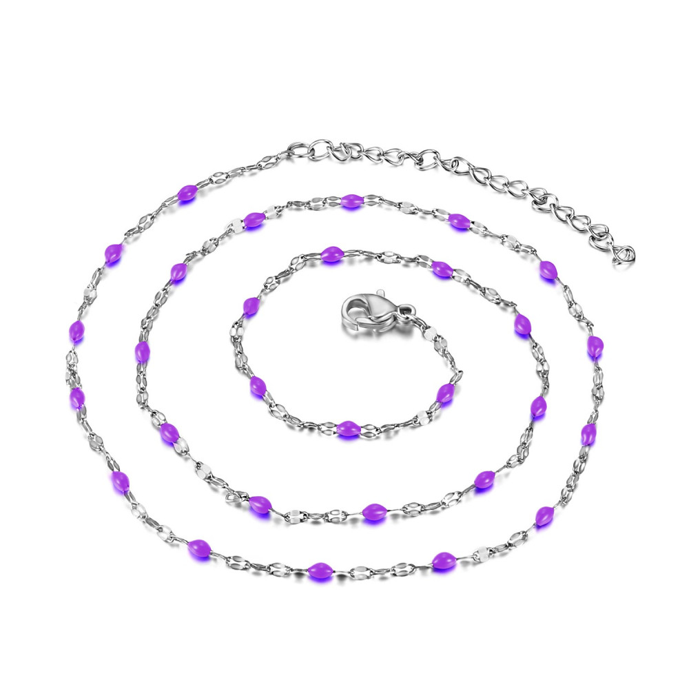 COF0033S BOBIJOO Jewelry Halskette Minimalistischen Stahl-Email Farbe zur Auswahl 43cm