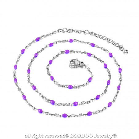 Collier Minimaliste Acier Email Couleur au Choix 43cm bobijoo