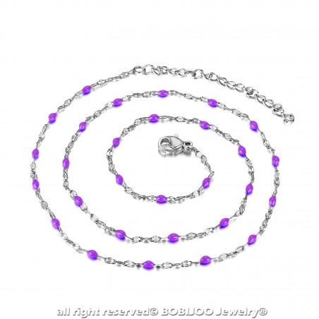COF0034S BOBIJOO Jewelry Halskette Minimalistischen Stahl-Email Farbe zur Auswahl 48cm