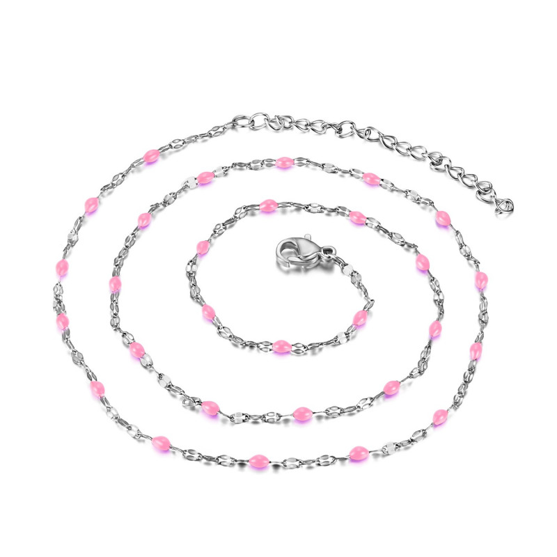 Collier Minimaliste Acier Email Couleur au Choix 48cm bobijoo Collier Minimaliste Acier Email Couleur au Choix 48cm bobijoo