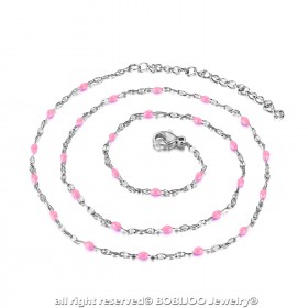 Collier Minimaliste Acier Email Couleur au Choix 48cm bobijoo