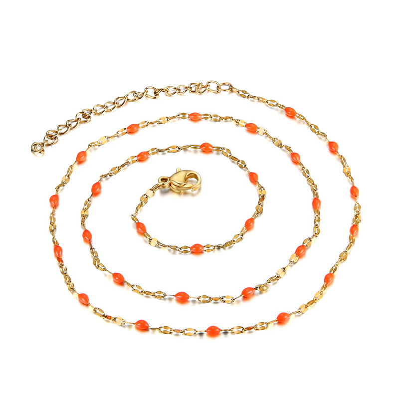 COF0033 BOBIJOO Jewelry Minimalistische halskette Edelstahl Gold-Email-Farbe nach Auswahl 43cm