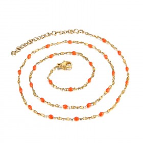 COF0034 BOBIJOO Jewelry Minimalistische halskette Edelstahl Gold-Email-Farbe nach Wahl 48cm