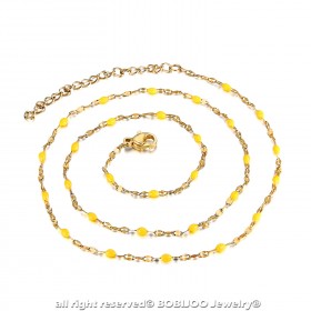 COF0034 BOBIJOO Jewelry Minimalistische halskette Edelstahl Gold-Email-Farbe nach Wahl 48cm