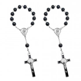 CP0046 BOBIJOO Jewelry Lot x2 Mini Rosary St Benedict Hematite Child Baby