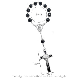 CP0046 BOBIJOO Jewelry Batch-x2 Mini Rosenkranz St. Benedikt Hämatit, Kind, Baby