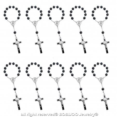 CP0048 BOBIJOO Jewelry Lot x10 Mini Rosary St Benedict Hematite Child Baby