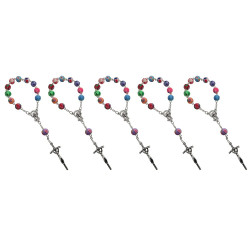 Lot 5 x Mini Chapelet Dizainier Baptême Enfant Bébé Couleur bobijoo