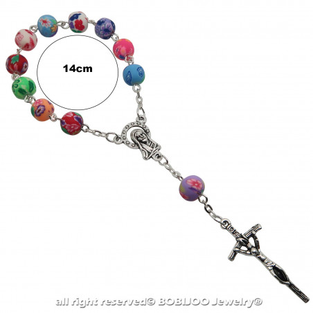 CP0033C BOBIJOO Jewelry Mini Rosary Dizainier Baptism Child Baby Polymer Clay