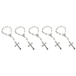 Lot 5 x Mini Chapelet Dizainier Baptême Enfant Bébé Perles Nacrées bobijoo