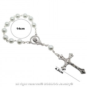 CP0034B BOBIJOO Jewelry Mini Rosario Dizainier Battesimo Bambino Baby Perle In Madreperla