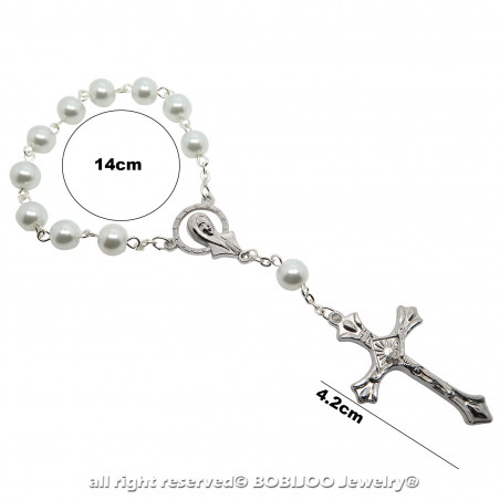 CP0034B BOBIJOO Jewelry Mini Rosary Dizainier Baptism Child Baby Pearls Mother Of Pearl