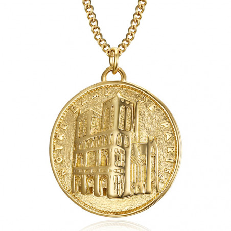 PE0190 BOBIJOO Jewelry Colgante de Nuestra Señora de París de Acero de Oro