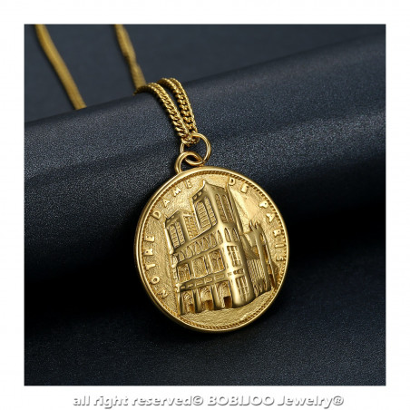 PE0190 BOBIJOO Jewelry Ciondolo Nostra Signora di Parigi Acciaio Oro
