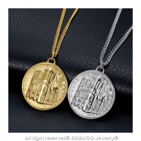 Pendentif Notre Dame de Paris Acier Or bobijoo