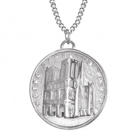 Pendentif Notre Dame de Paris Acier Argent bobijoo