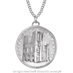 PE0191 BOBIJOO Jewelry Colgante de Nuestra Señora de París de Plata de Acero