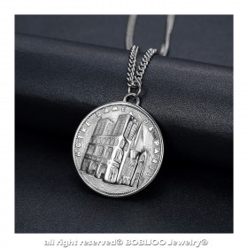 Pendentif Notre Dame de Paris Acier Argent bobijoo