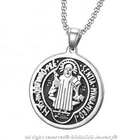 PE0105 BOBIJOO Jewelry Pendant Medal of Saint Benedict, Steel Protection