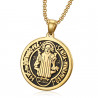 PE0173 BOBIJOO Jewelry Ciondolo Medaglia di San Benedetto in Acciaio placcato Oro + String