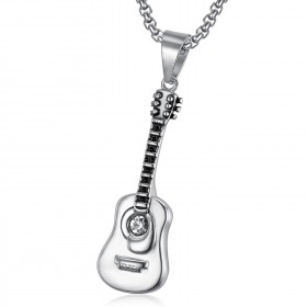 PE0102 BOBIJOO Jewelry Colgante de Guitarra Clásica de Acero 316L Strass plateado