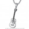 PE0102 BOBIJOO Jewelry Anhänger-Gitarre, Klassische Stahl 316L Strass Silber