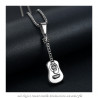 PE0102 BOBIJOO Jewelry Pendant Classical Guitar 316L Steel Rhinestones Silver plated