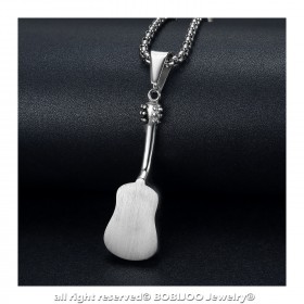 PE0102 BOBIJOO Jewelry Pendant Classical Guitar 316L Steel Rhinestones Silver plated