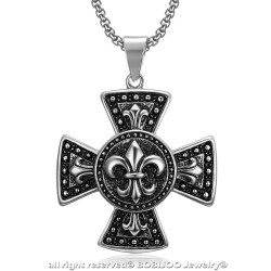 PE0080 BOBIJOO Jewelry Large Locket Pendant Cross Pattee Templar Lys
