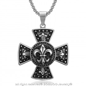 PE0080 BOBIJOO Jewelry Große Medaillon-Anhänger, Kreuz Pattée Templer Lilien