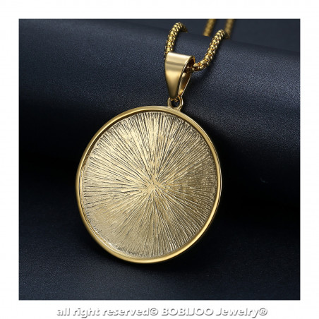 PE0192 BOBIJOO Jewelry Pendant Templar Steel Gold Cross Non Nobis