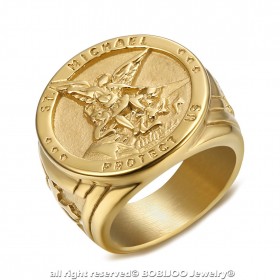 BA0320 BOBIJOO Jewelry Ring Signet Ring Man Protection Saint Michael-Plated