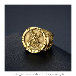 BA0320 BOBIJOO Jewelry Ring Signet Ring Man Protection Saint Michael-Plated