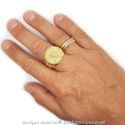 BA0320 BOBIJOO Jewelry Ring Siegelring Menschen Schutz St. Michael Überzogen