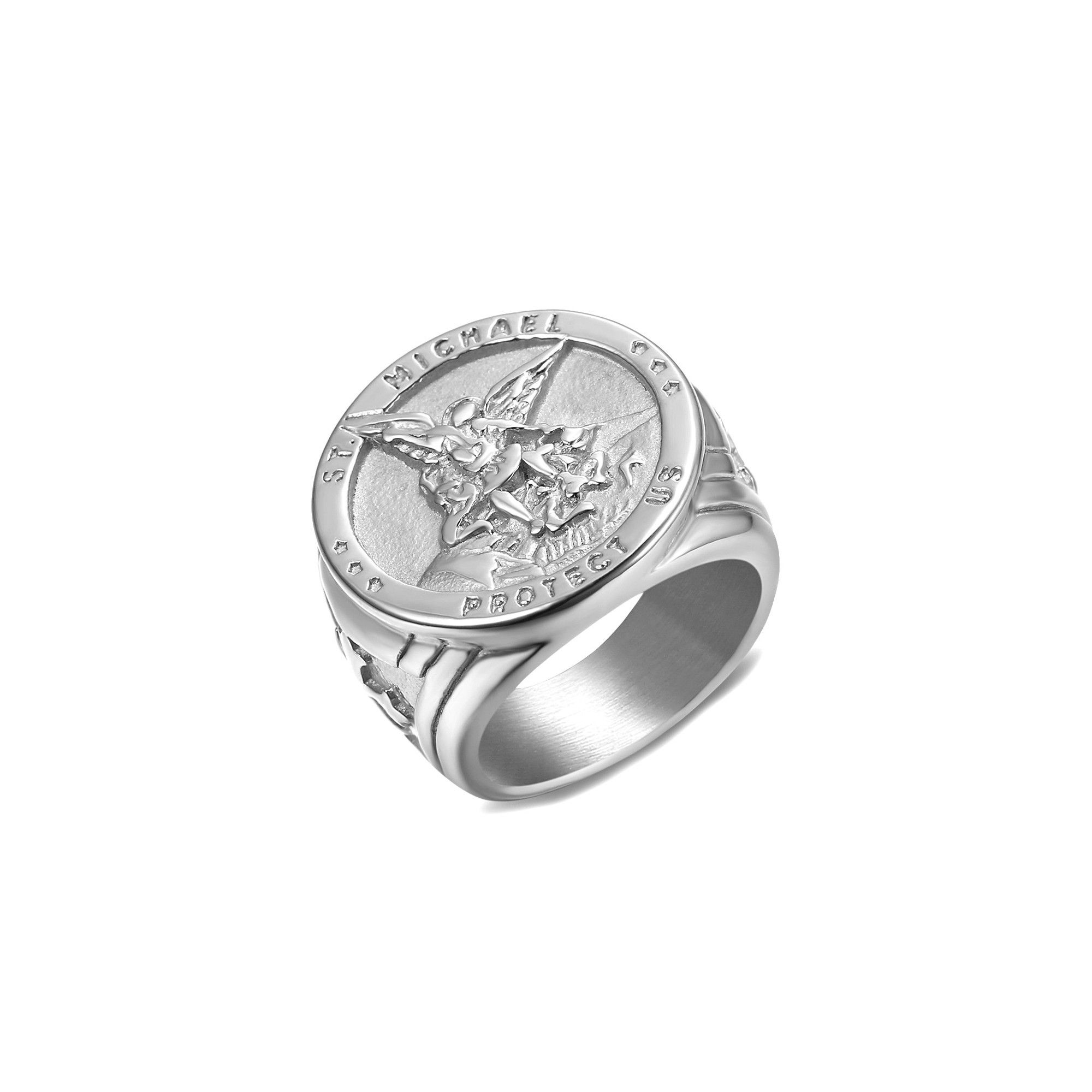 BOBIJOO Jewelry Bague Chevalière Homme Protection Saint Michael