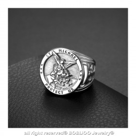 Bague Chevalière Homme Protection Saint Michael Argent bobijoo