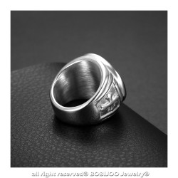 BA0321 BOBIJOO Jewelry Ring Signet Ring Man Protection Saint Michael Silver