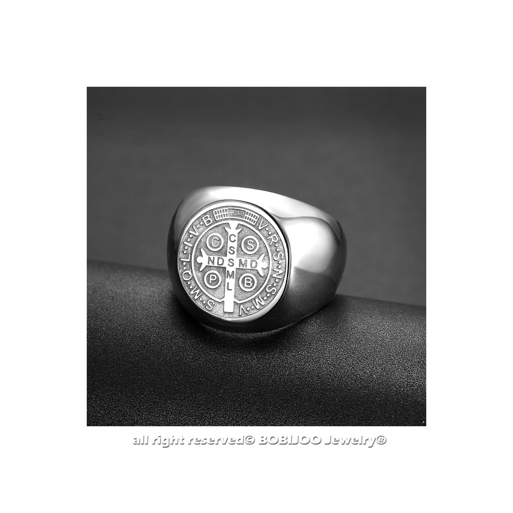 Anello Di San Benedetto In Acciaio Inox - Regolabile, Simbolo Cattolico Di Protezione | Gioiello Uomo Donna - Foto 11