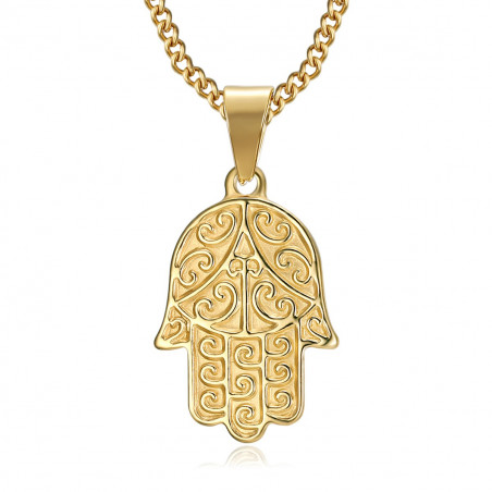 PEF0055 BOBIJOO Jewelry Mano di fatma collana in acciaio inossidabile oro con catena 55 cm
