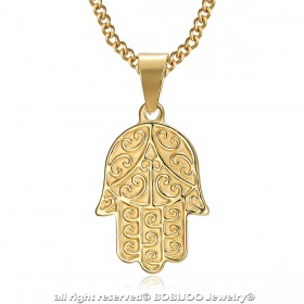 PEF0055 BOBIJOO Jewelry Hand der Fatma Halskette Edelstahl Gold mit Kette 55cm