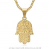 PEF0055 BOBIJOO Jewelry Mano di fatma collana in acciaio inossidabile oro con catena 55 cm