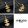 PE0193 BOBIJOO Jewelry Anhänger Kreuz von Caravaca de la Cruz 32mm stahl Gold