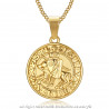 PE0198 BOBIJOO Jewelry Anhänger Halskette Siegel der Templer Stahl Gold