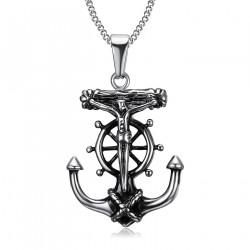 PE0201 BOBIJOO Jewelry Colgante, Collar De Ancla De Jesús De La Cruz De Cristo Viajero De Acero