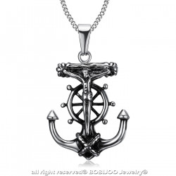 PE0201 BOBIJOO Jewelry Colgante, Collar De Ancla De Jesús De La Cruz De Cristo Viajero De Acero