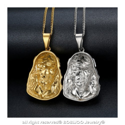 PE0202 BOBIJOO Jewelry Pendant Head of Jesus Christ Traveller Steel Gold