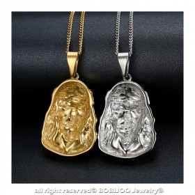 PE0202 BOBIJOO Jewelry Pendant Head of Jesus Christ Traveller Steel Gold