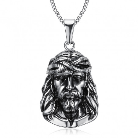 PE0203 BOBIJOO Jewelry Ciondolo Testa di Gesù Cristo Viaggiatore in Acciaio