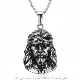 PE0203 BOBIJOO Jewelry Ciondolo Testa di Gesù Cristo Viaggiatore in Acciaio